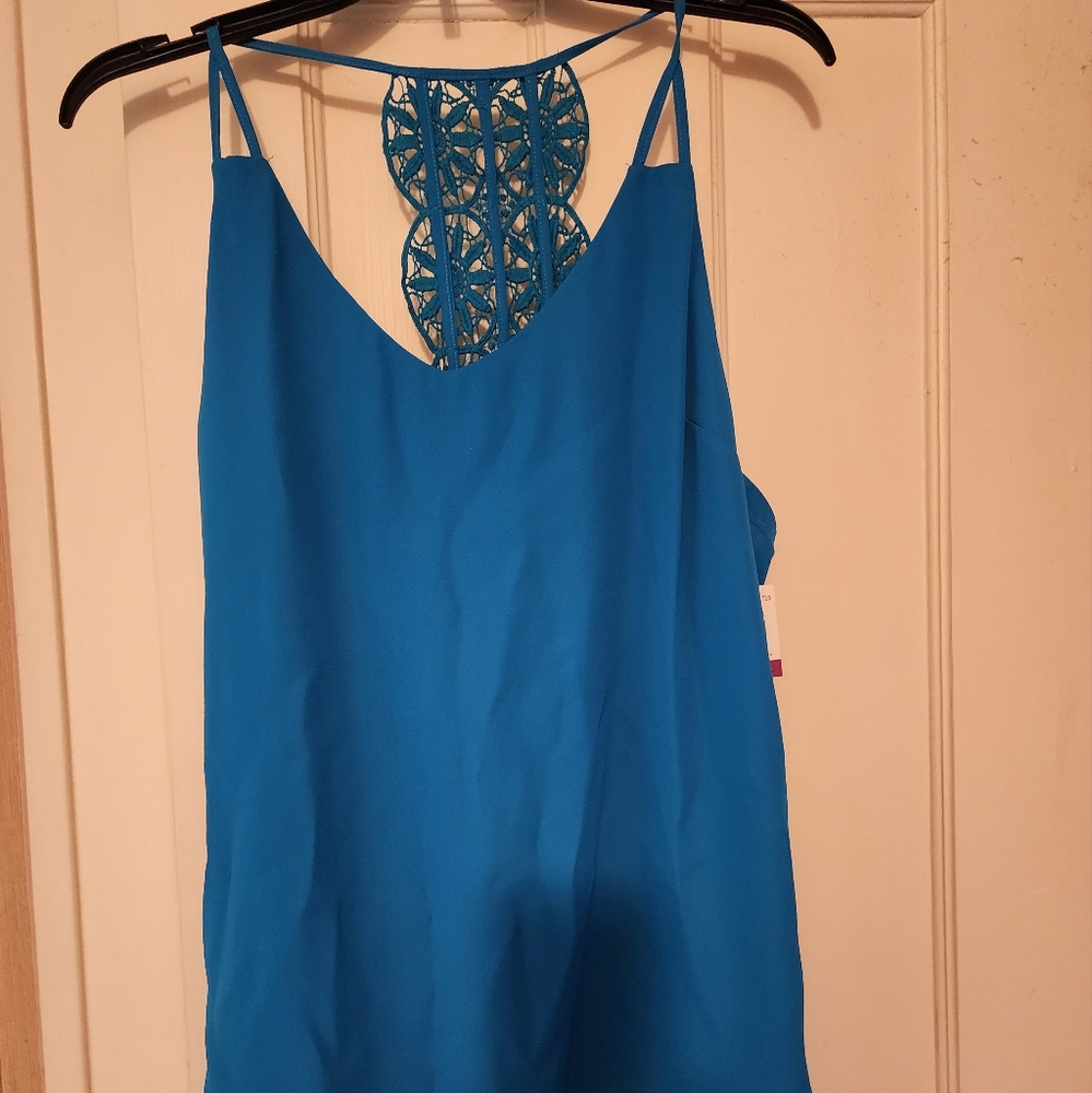 XOXO XXL Aqua Blue Spaghetti Strap Blouse